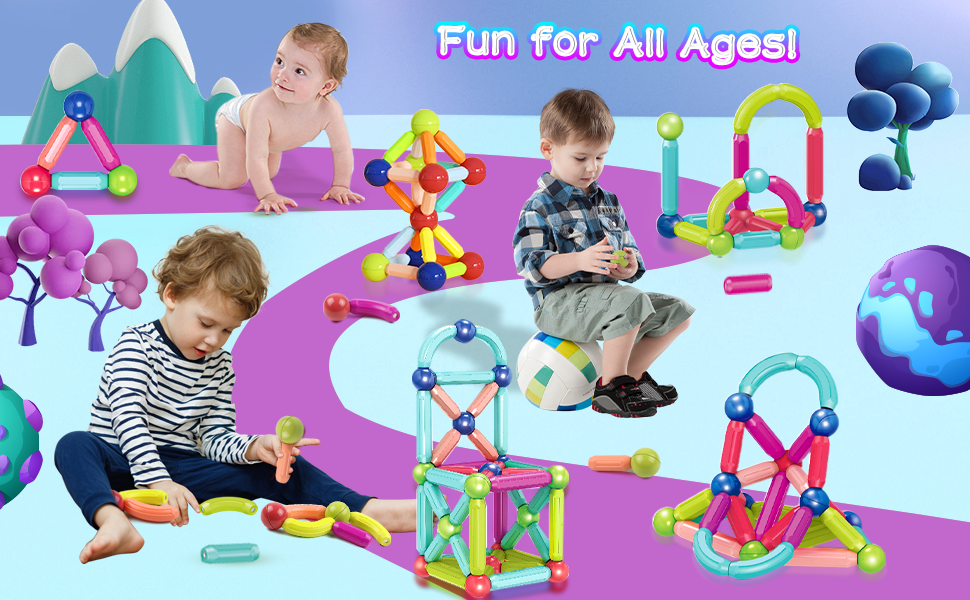  SVYHUOK Magnetische Bausteine 64 Stück Magnete Kinder, Magnetbausteine Illustration 