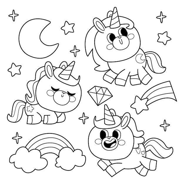  Foto zu Malvorlage Einhorn - Kostenlose Vektoren und PSD zum Download 