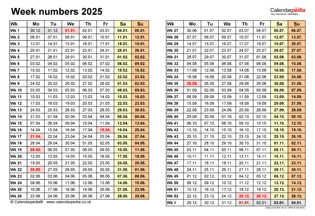  Foto zu 2025 Calendar With Week Numbers Printable - Calendars 2025 