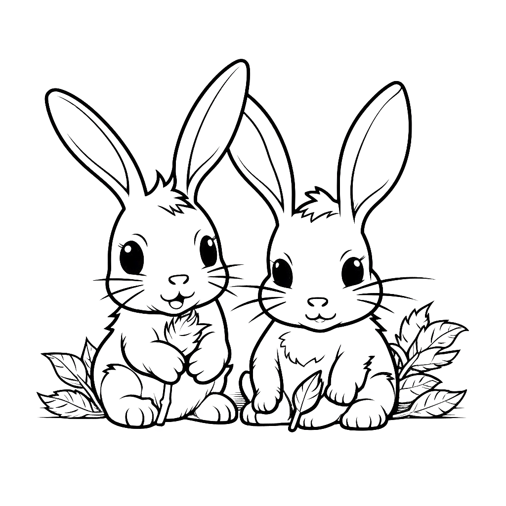  Foto zu "Niedliche Kaninchen" Ausmalbild - kostenlos herunterladen 