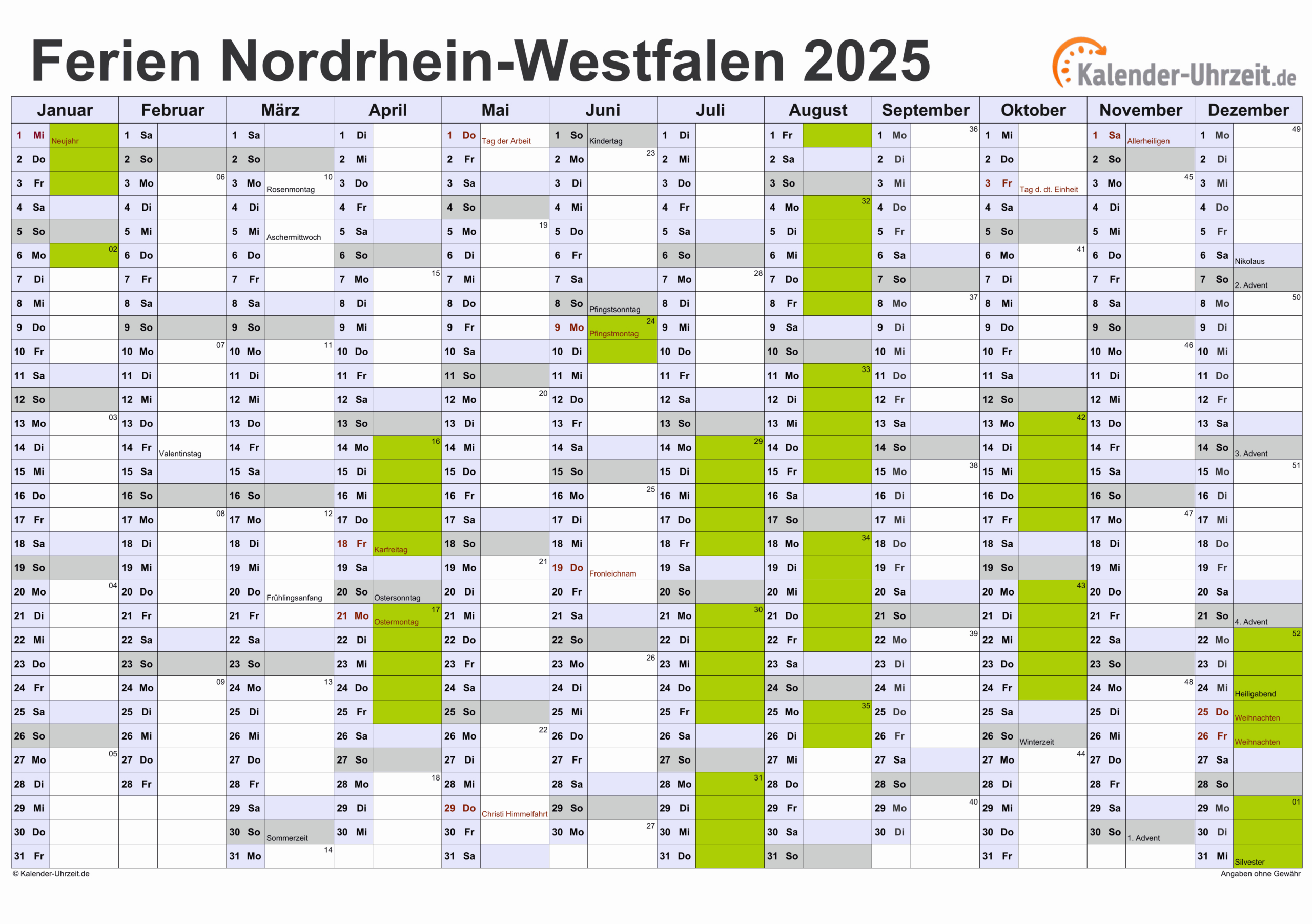  Foto zu Kalender 2025 Nrw Zum Ausdrucken Kostenlos - Kalender 2025 