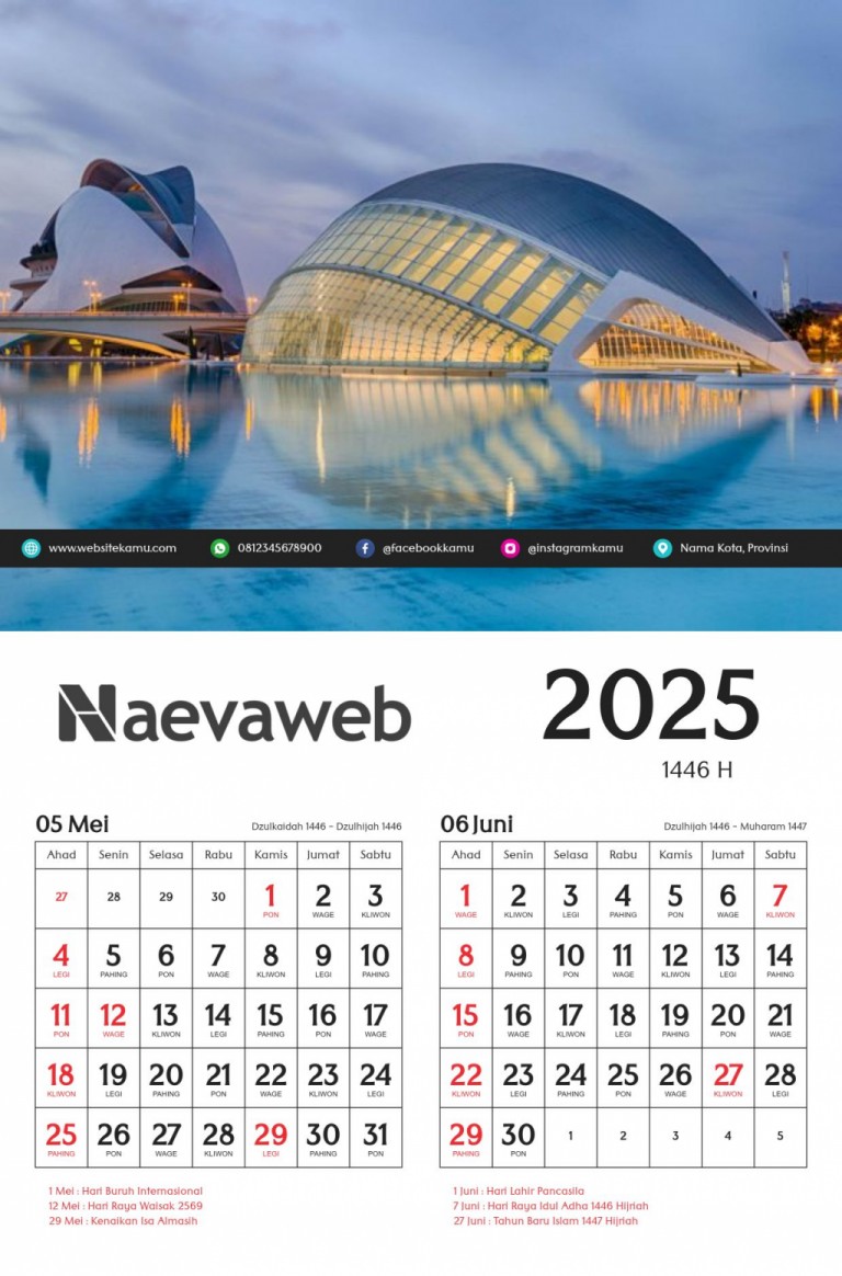  Kalender 2025 A4 dengan Gambar Illustration 