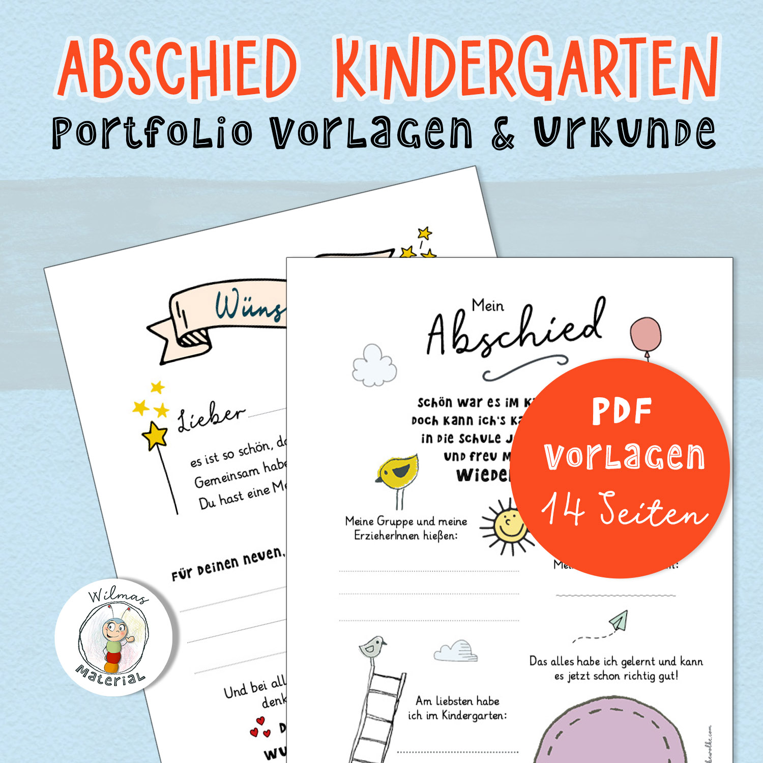  Portfolio Kindergarten ABSCHIED - Brief, Wünsche, Urkunde Illustration 