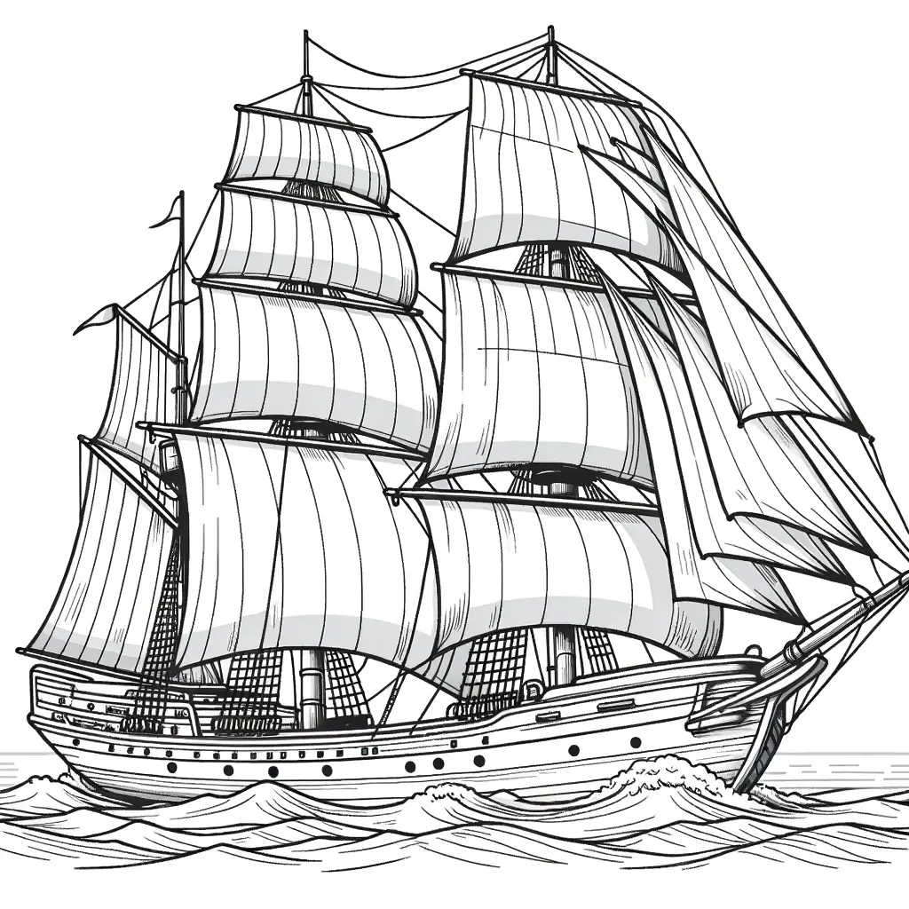  Schiff Ausmalbild zum Ausdrucken und Ausmalen - kostenlos Illustration 