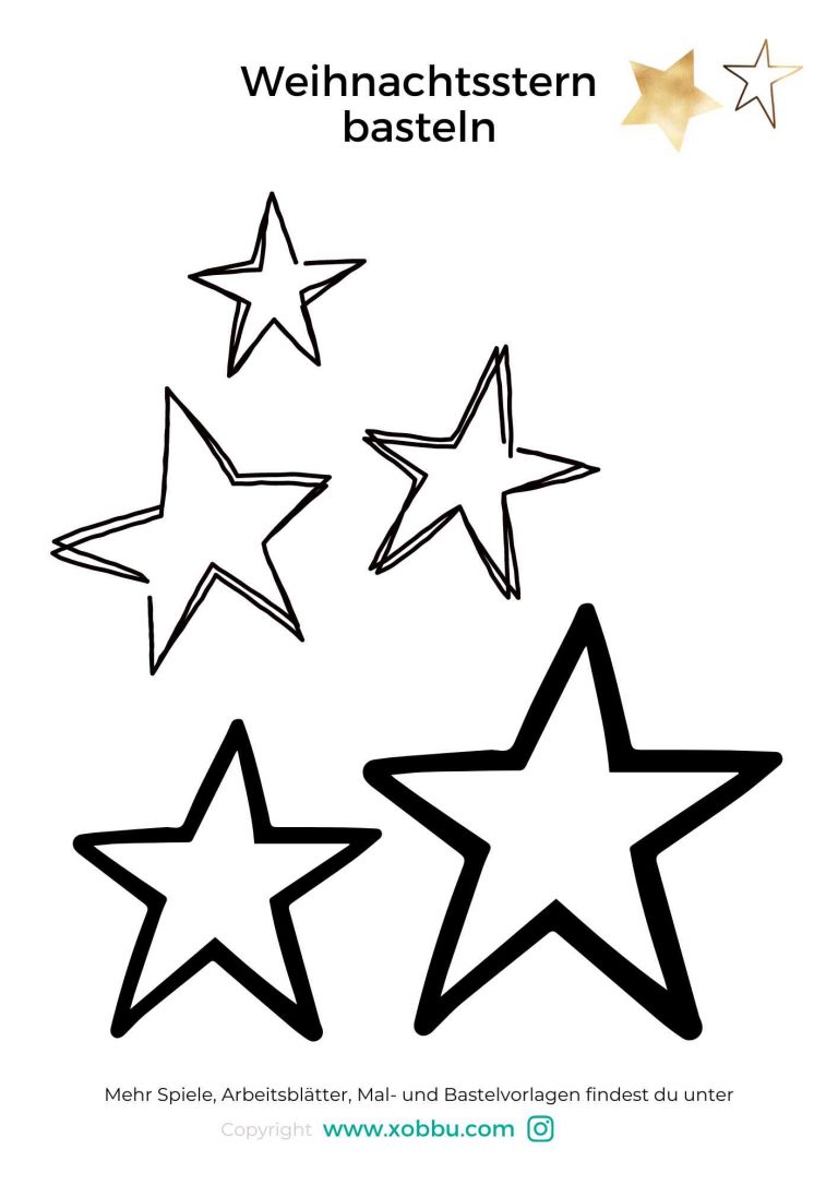  Weihnachtssterne basteln - kostenlose Stern Vorlagen zum ausdrucken Bildidee 