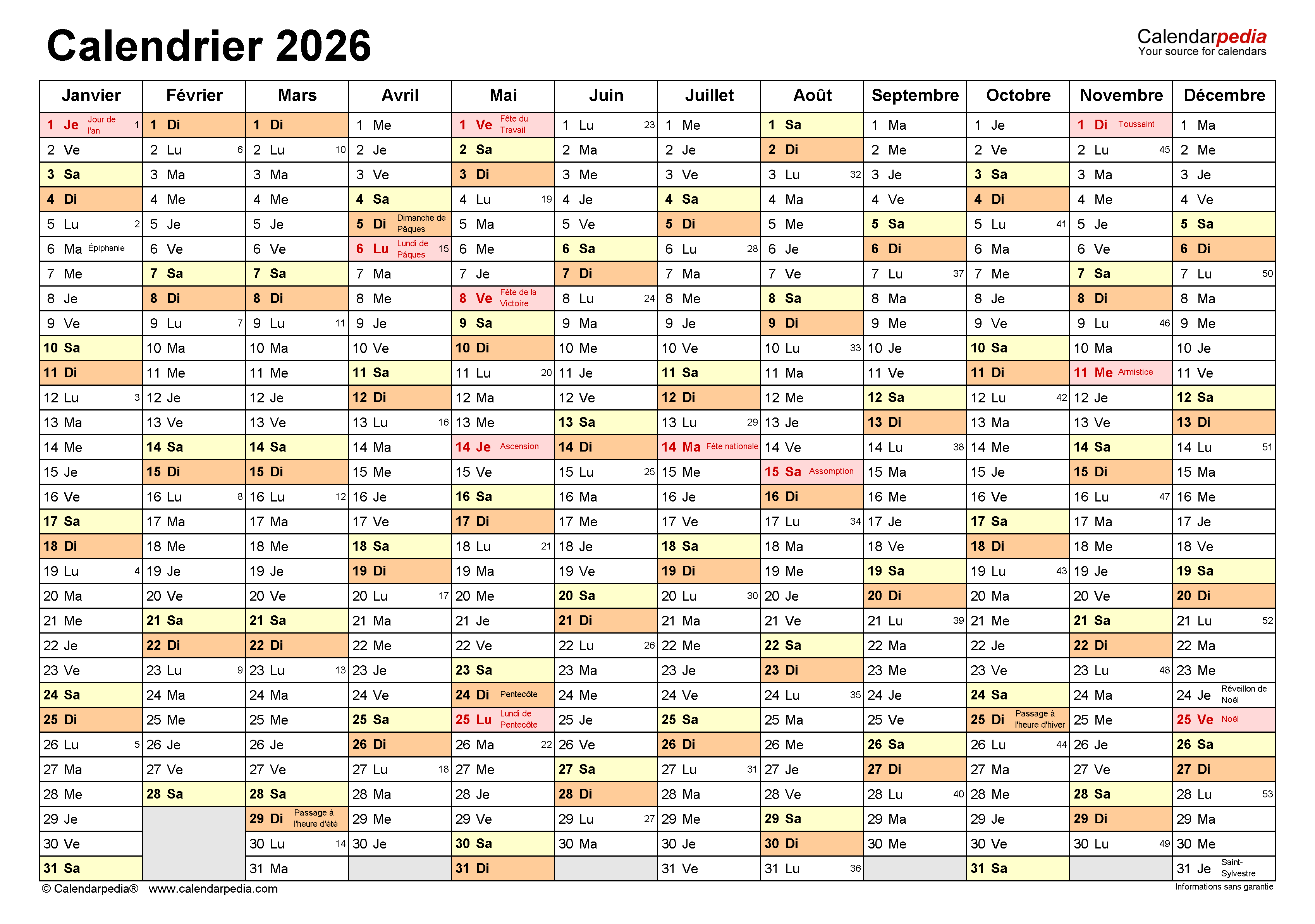  Calendrier 2026 Excel Bildidee 