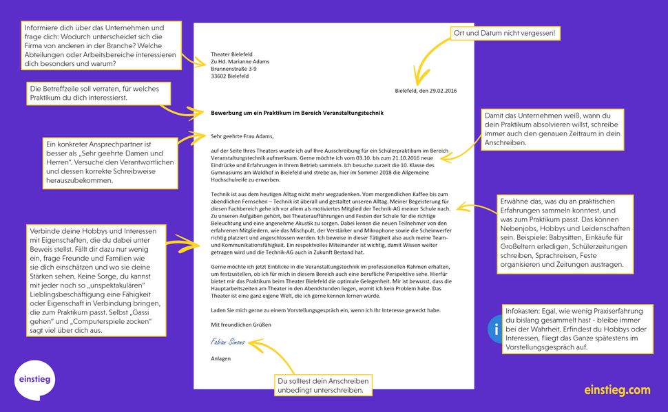  Beispielvorlage Für Ein Anschreiben Für Ein Praktikum Motiv 