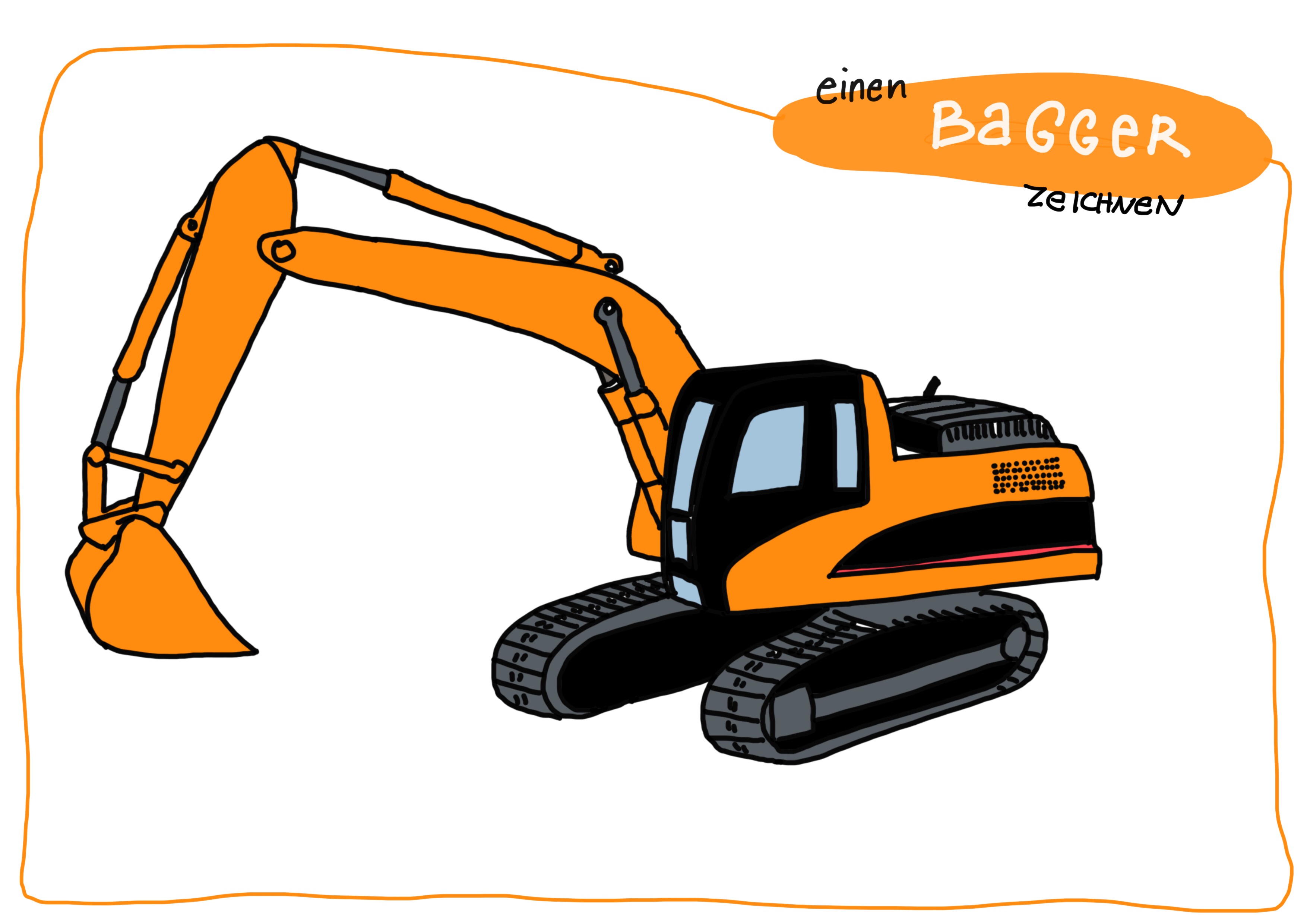  Bagger-zeichnen-fertiger-Bagger Bildidee 