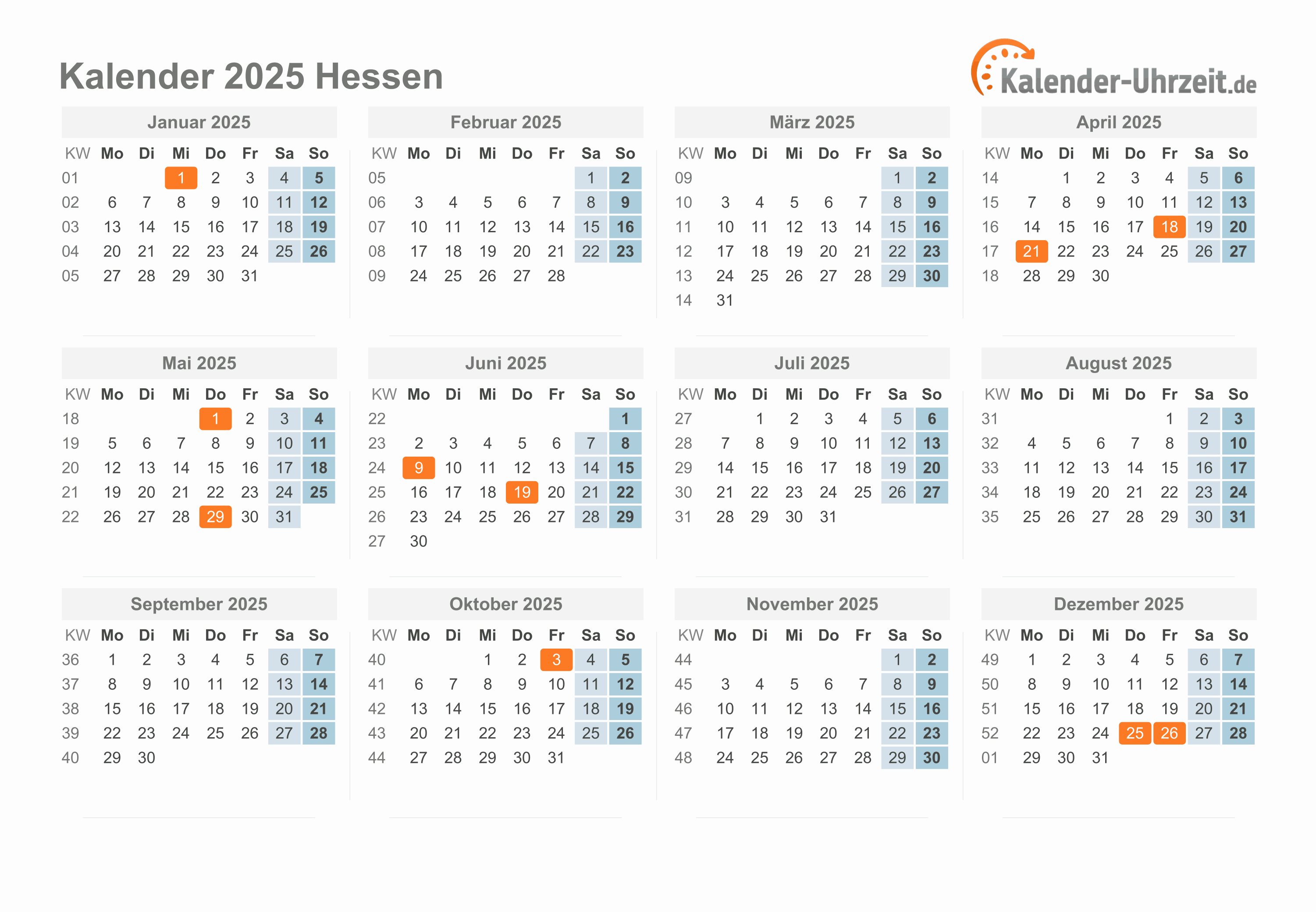  Feiertage Hessen 2025 April Calendar Motiv 