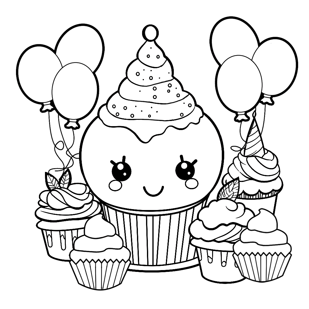  "Geburtstagskuchen" Ausmalbild - kostenlos herunterladen Bildidee 