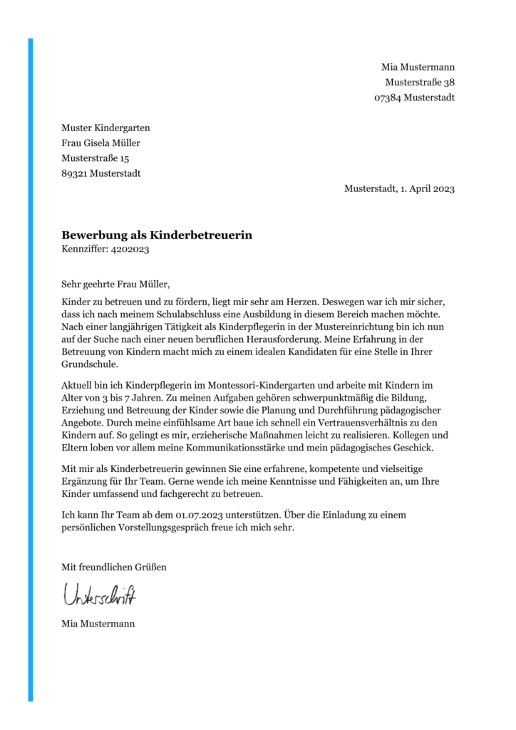  Bewerbung Kinderbetreuung • Muster & Tipps · [mit Video] Bildidee 