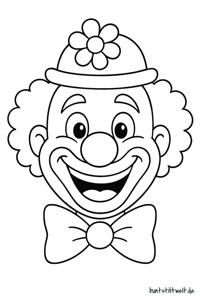  Foto zu ᐅ Clowngesicht zum ausmalen » Malvorlage 