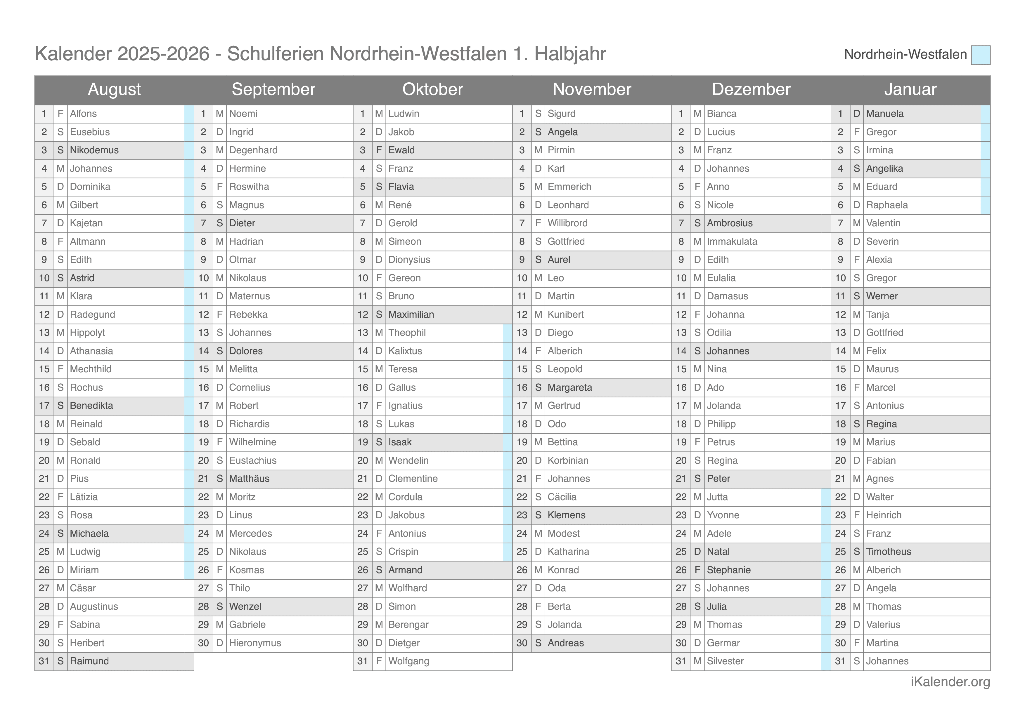  Foto zu Schulferien Nordrhein-Westfalen 2025-2026 – Termine und Kalender 