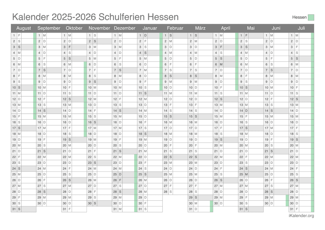  Schulferien Hessen 2025-2026 – Termine und Kalender 