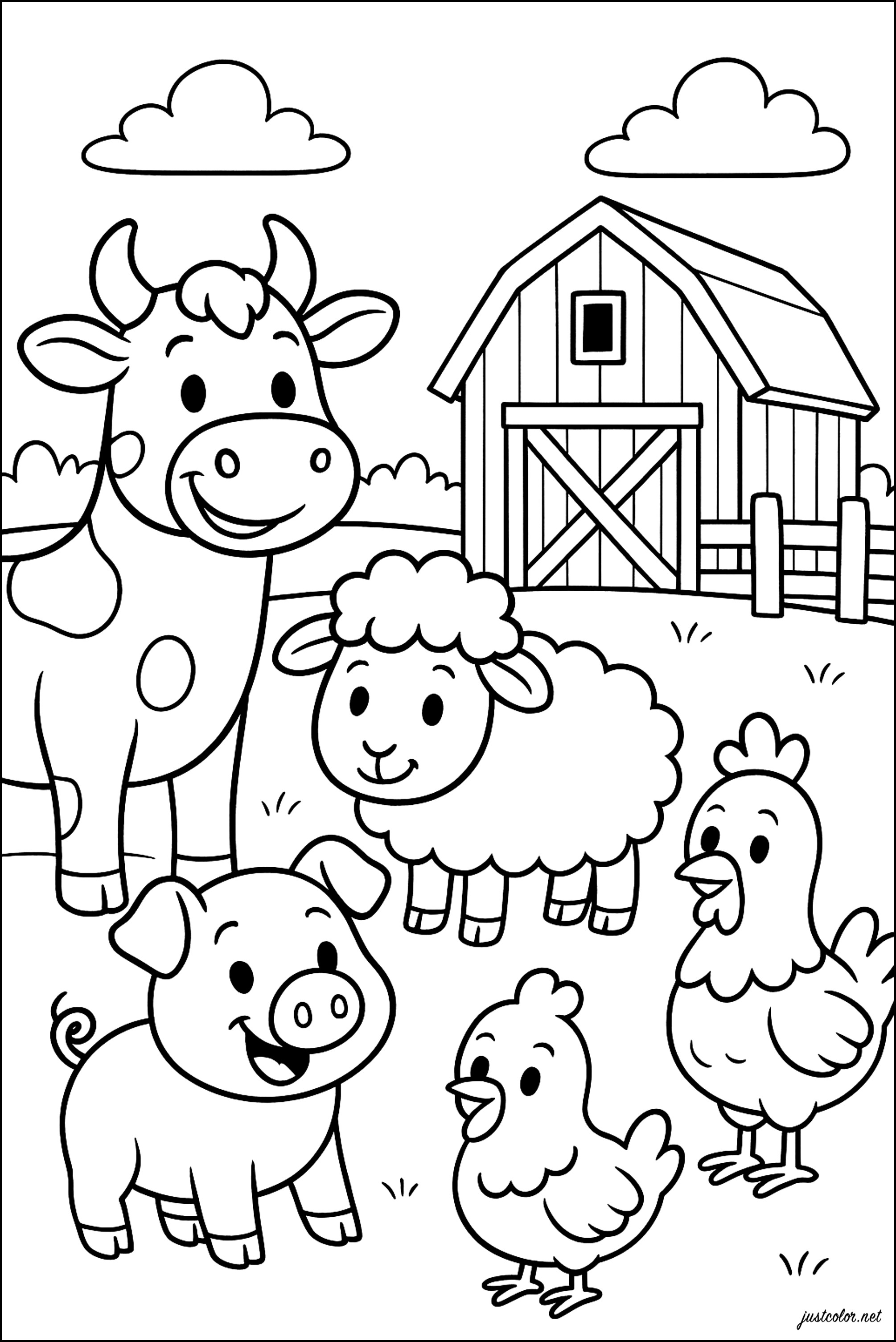  Foto zu Fröhliches Fest auf dem Bauernhof mit allen Tieren - Ausmalbilder von 