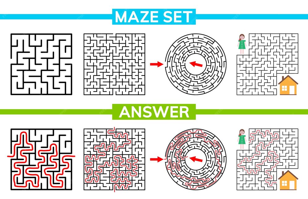  Foto zu Labyrinth-rätsel für kinder ein- und ausgang labyrinth-satz-sammlung 