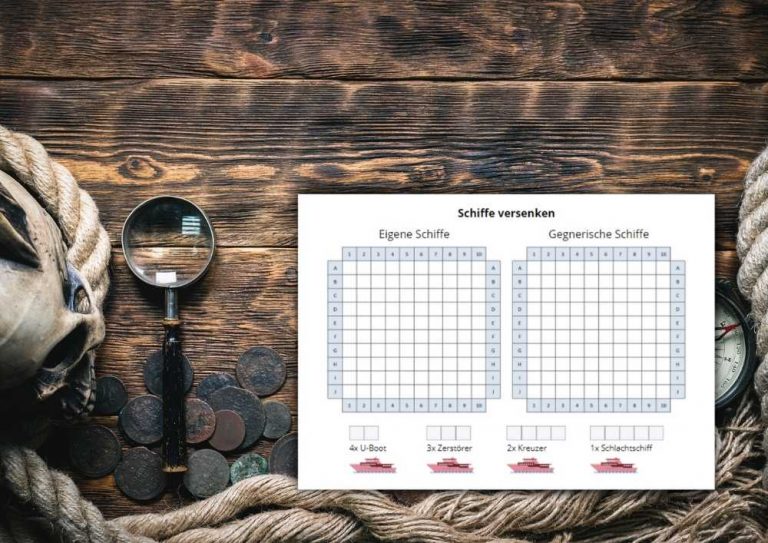  Schiffe versenken Regeln und Vorlagen (zum Ausdrucken, PDF) - Xobbu Illustration 