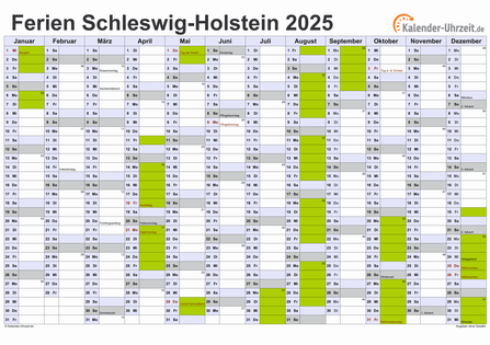  Ferien Schleswig-Holstein 2025 - Ferienkalender zum Ausdrucken Bildidee 