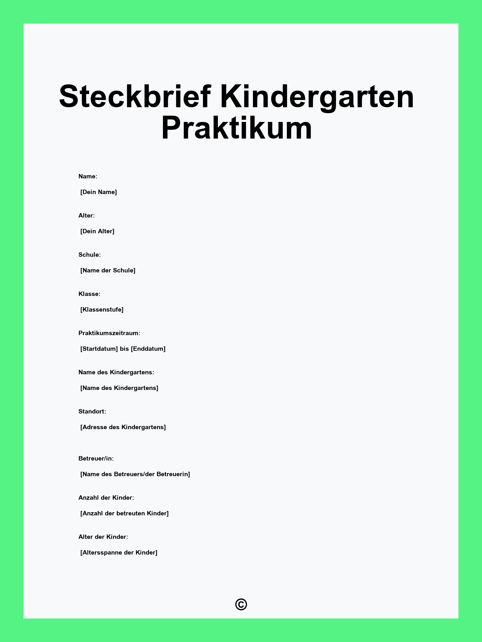  Foto zu Steckbrief Kindergarten Praktikum 