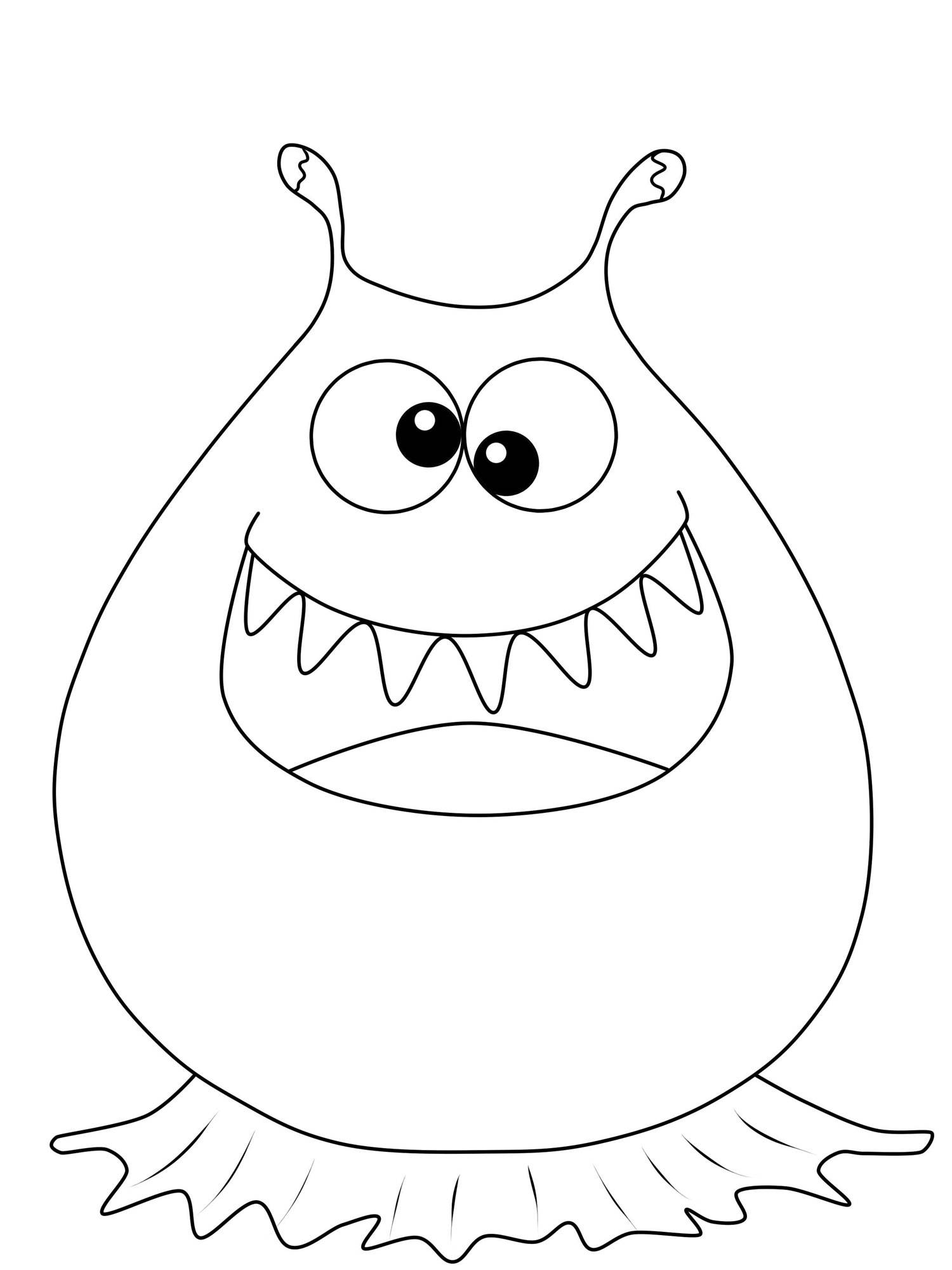  Foto zu Ausmalbild Halloween: Schielendes Monster kostenlos ausdrucken 