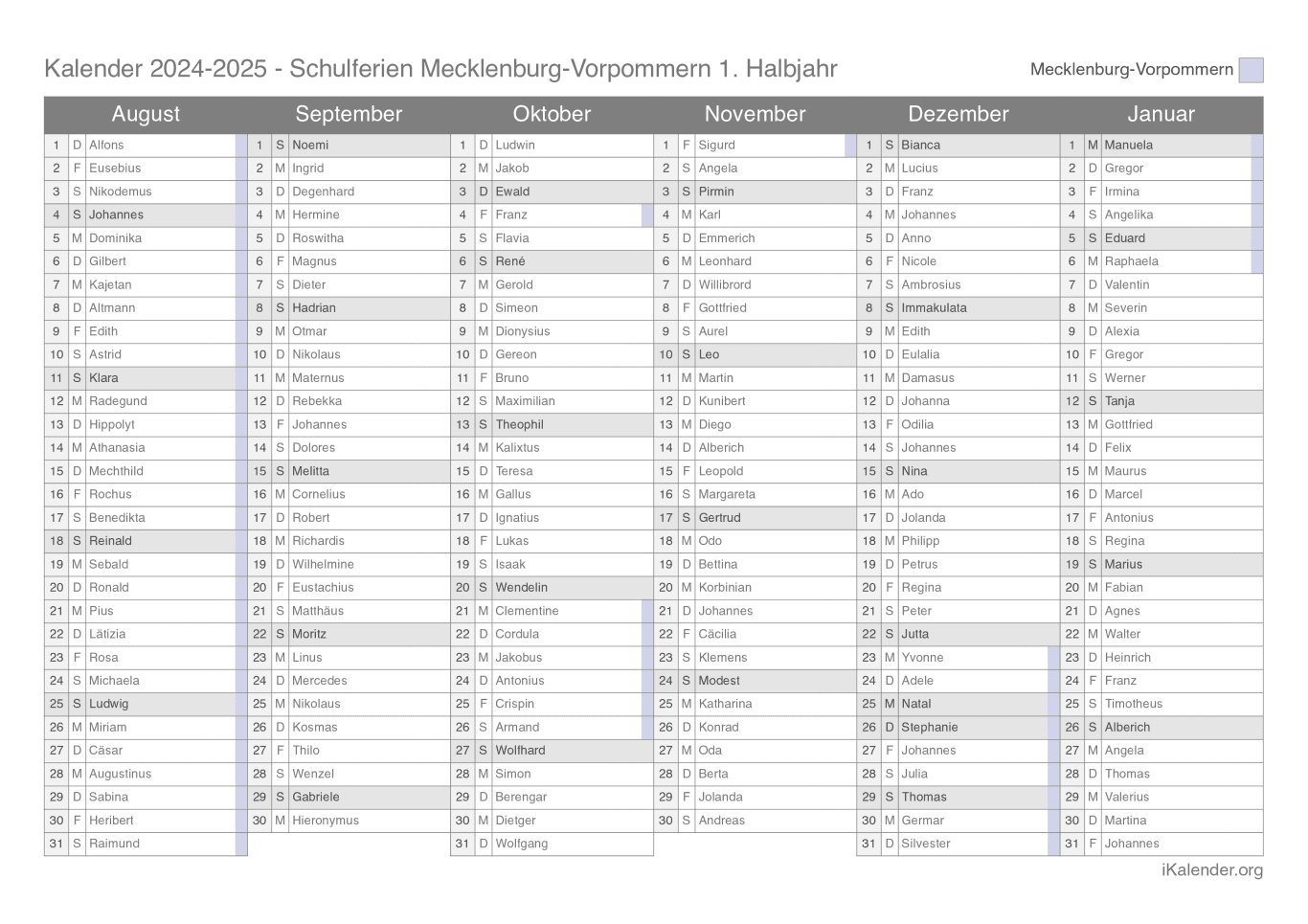  Schulferien Mecklenburg-Vorpommern 2024-2025 – Termine und Kalender Motiv 