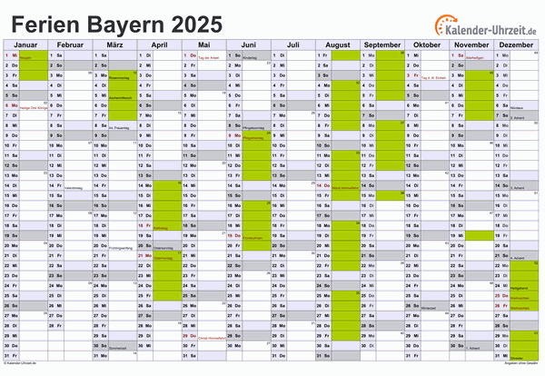  Foto zu Ferien Bayern 2025 - Ferienkalender zum Ausdrucken 
