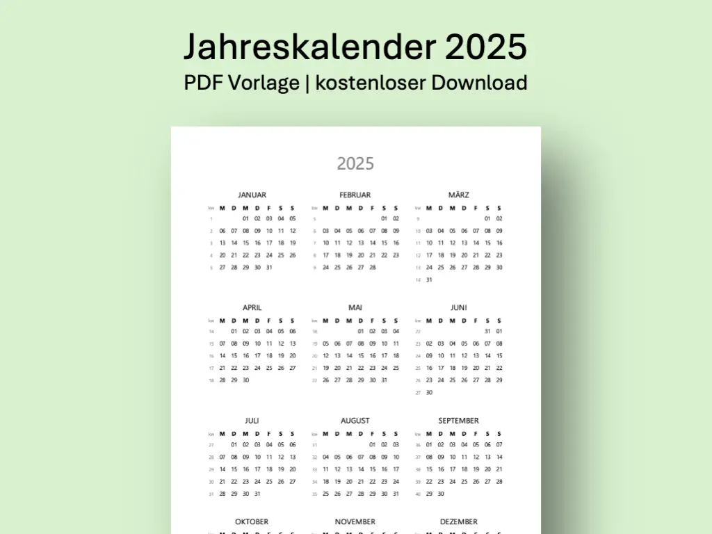  Foto zu Kostenloser Jahreskalender 2025 zum Ausdrucken [PDF] 
