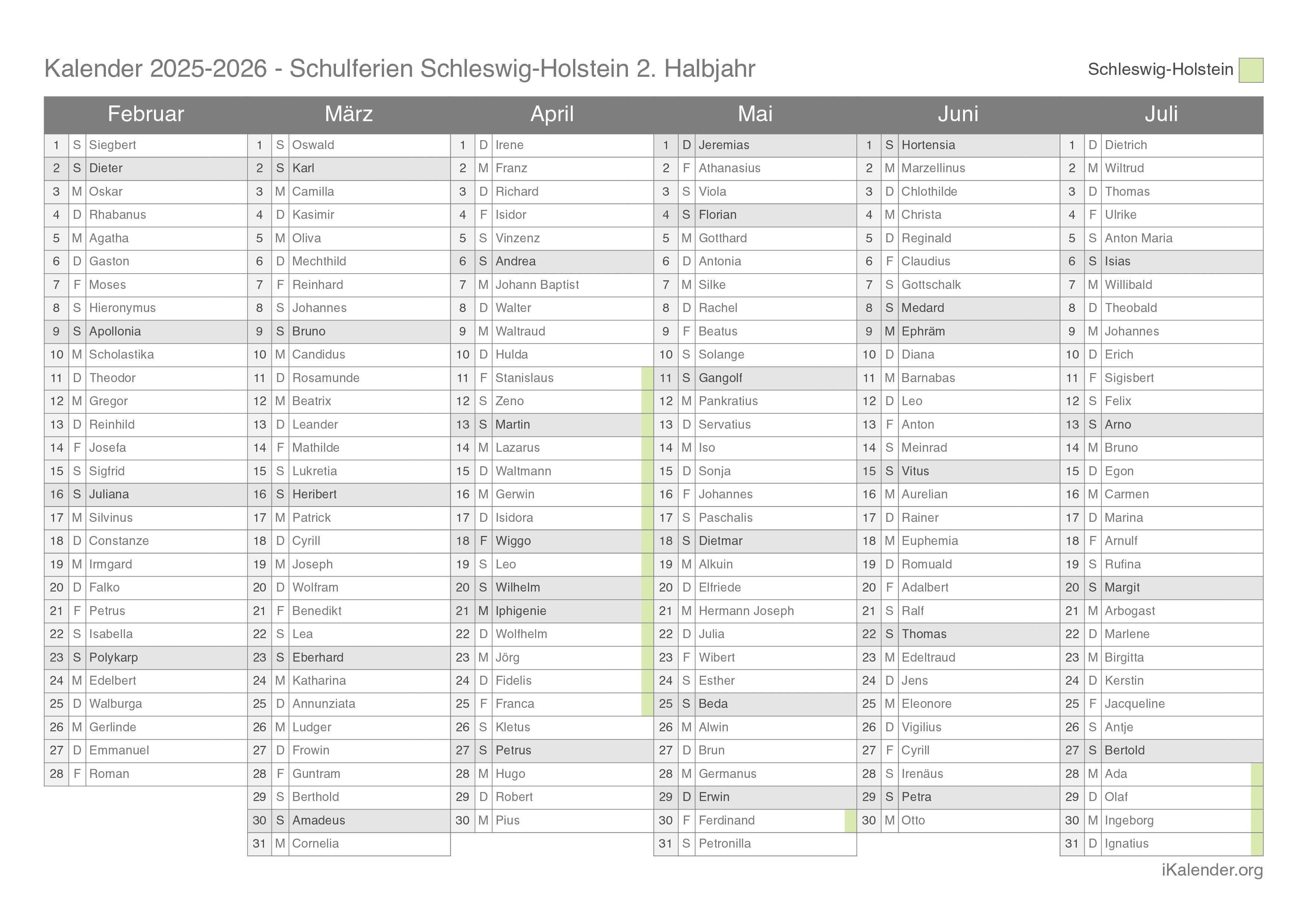  Schulferien Schleswig-Holstein 2024-2025 – Termine und Kalender 
