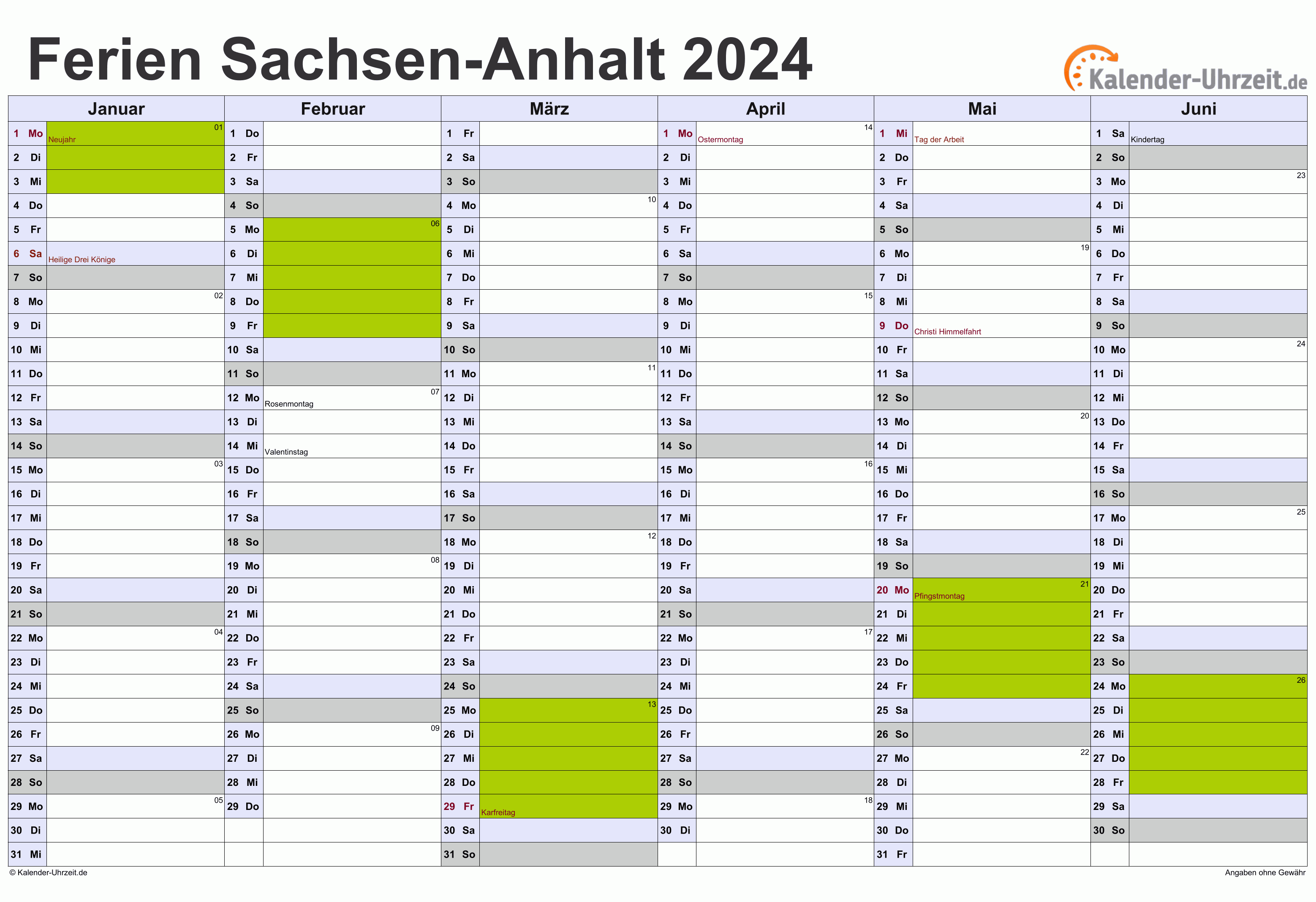  Ferien Sachsen-Anhalt 2024 - Ferienkalender zum Ausdrucken Bildidee 